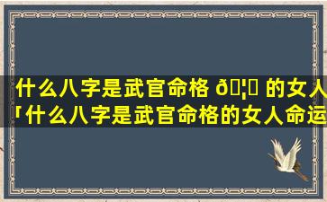 什么八字是武官命格 🦆 的女人「什么八字是武官命格的女人命运」